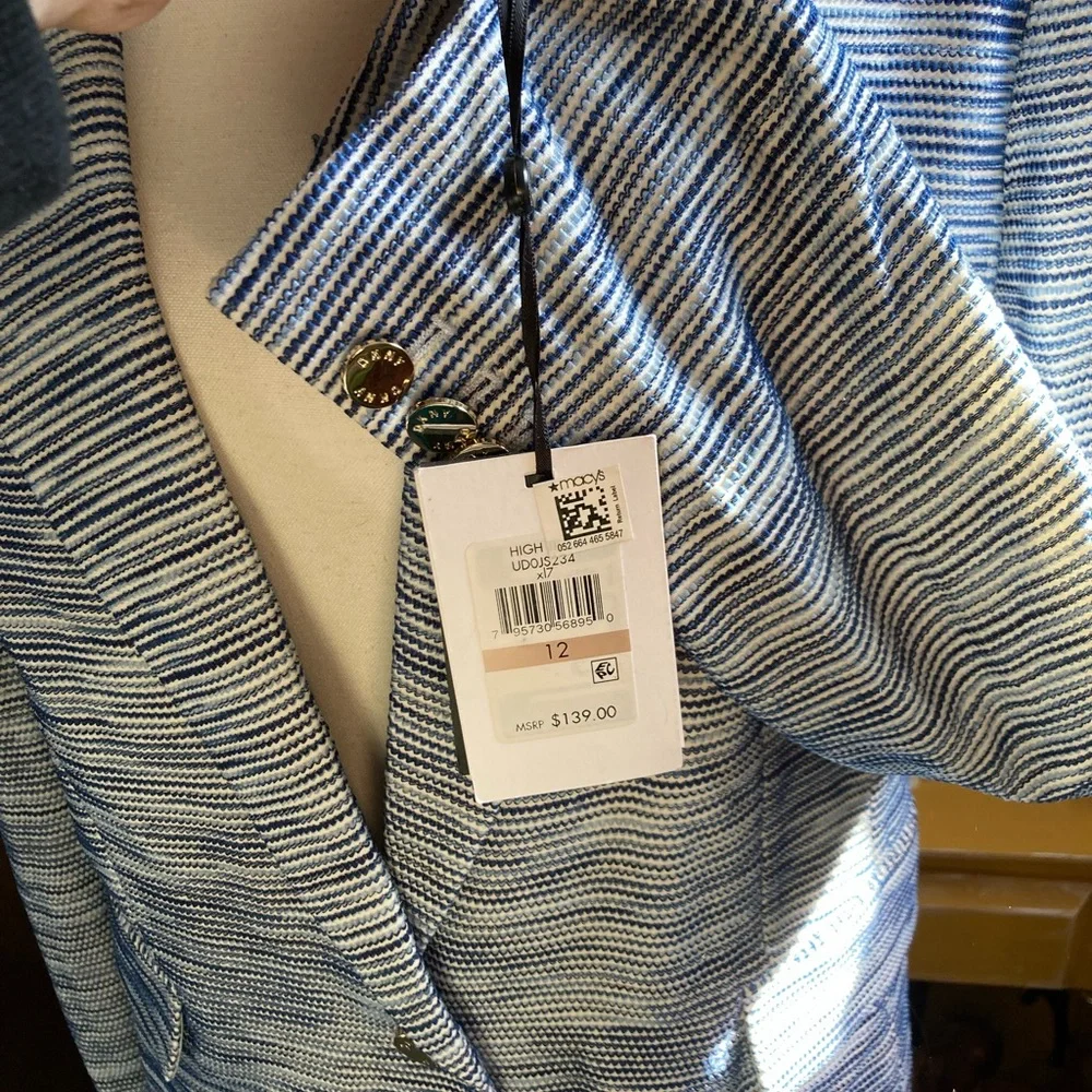 DKNY Navy and White Textured Blazer - Picture 4 of 6